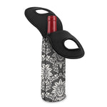 Grey Damask Pattern Print Single Neoprene Wine Tote
