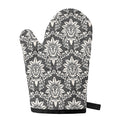 Grey Damask Pattern Print Single Oven Mitt