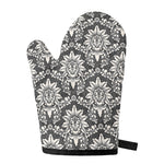 Grey Damask Pattern Print Single Oven Mitt
