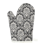 Grey Damask Pattern Print Single Oven Mitt