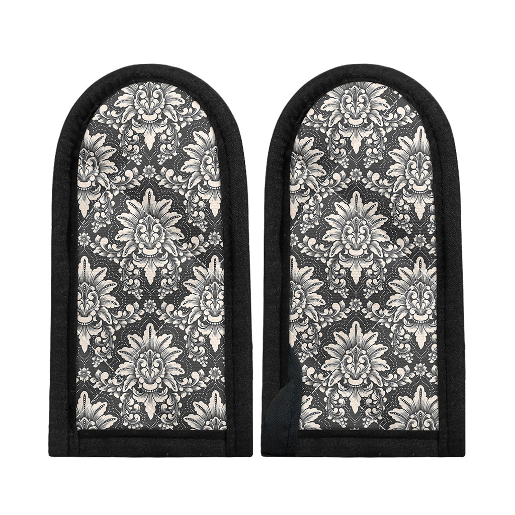 Grey Damask Pattern Print Skillet Handle Cover