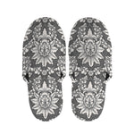 Grey Damask Pattern Print Slippers
