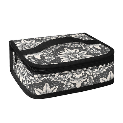 Grey Damask Pattern Print Small Lunch Bag