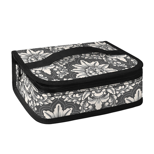 Grey Damask Pattern Print Small Lunch Bag