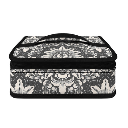 Grey Damask Pattern Print Small Lunch Bag