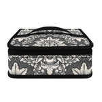 Grey Damask Pattern Print Small Lunch Bag