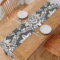 Grey Damask Pattern Print Table Runner