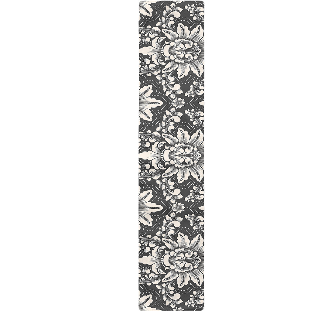 Grey Damask Pattern Print Table Runner