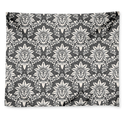 Grey Damask Pattern Print Tapestry