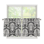 Grey Damask Pattern Print Tier Curtains