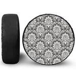 Grey Damask Pattern Print Tire Cover