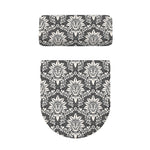 Grey Damask Pattern Print Toilet Lid And Tank Cover Set