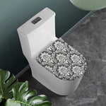 Grey Damask Pattern Print Toilet Lid Cover