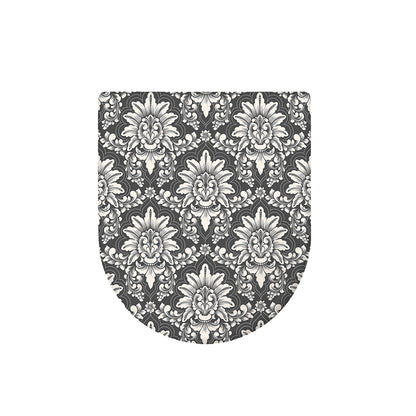 Grey Damask Pattern Print Toilet Lid Cover