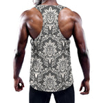 Grey Damask Pattern Print Training Tank Top
