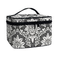 Grey Damask Pattern Print Travel Makeup Bag