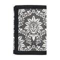 Grey Damask Pattern Print Trifold Wallet