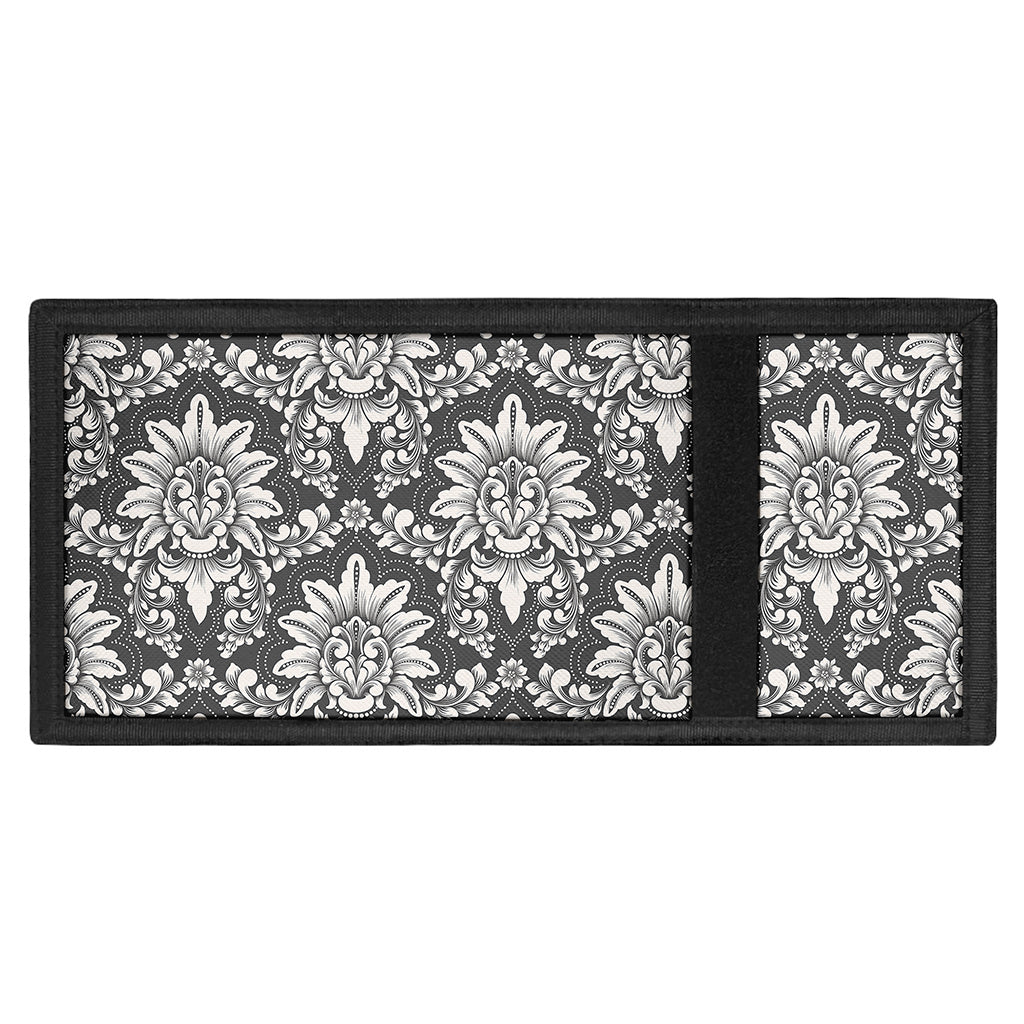 Grey Damask Pattern Print Trifold Wallet