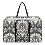 Grey Damask Pattern Print Utility Tote Bag