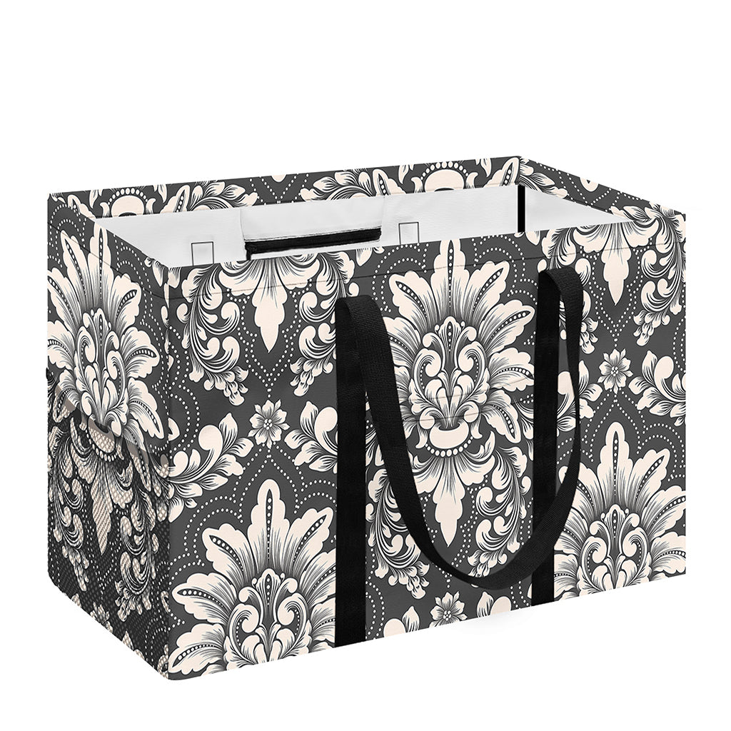 Grey Damask Pattern Print Utility Tote Bag