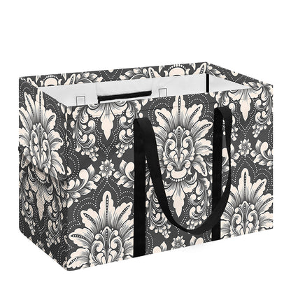 Grey Damask Pattern Print Utility Tote Bag