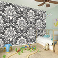 Grey Damask Pattern Print Wall Sticker