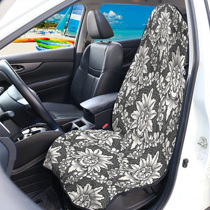 Grey Damask Pattern Print Waterproof Car Seat Cover