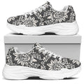 Grey Damask Pattern Print White Chunky Shoes