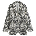 Grey Damask Pattern Print Women's Cotton Blazer