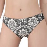 Grey Damask Pattern Print Women's Panties