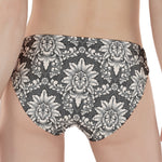 Grey Damask Pattern Print Women's Panties