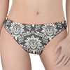 Grey Damask Pattern Print Women's Thong