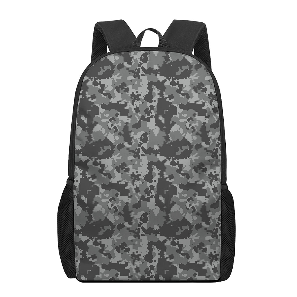 Grey Digital Camo Pattern Print 17 Inch Backpack
