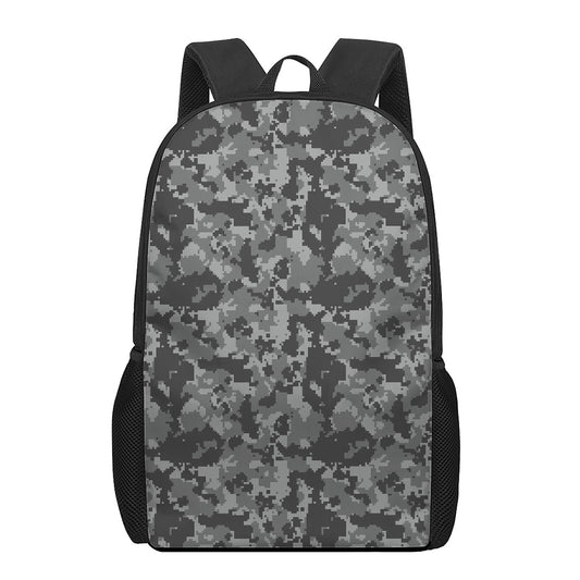 Grey Digital Camo Pattern Print 17 Inch Backpack