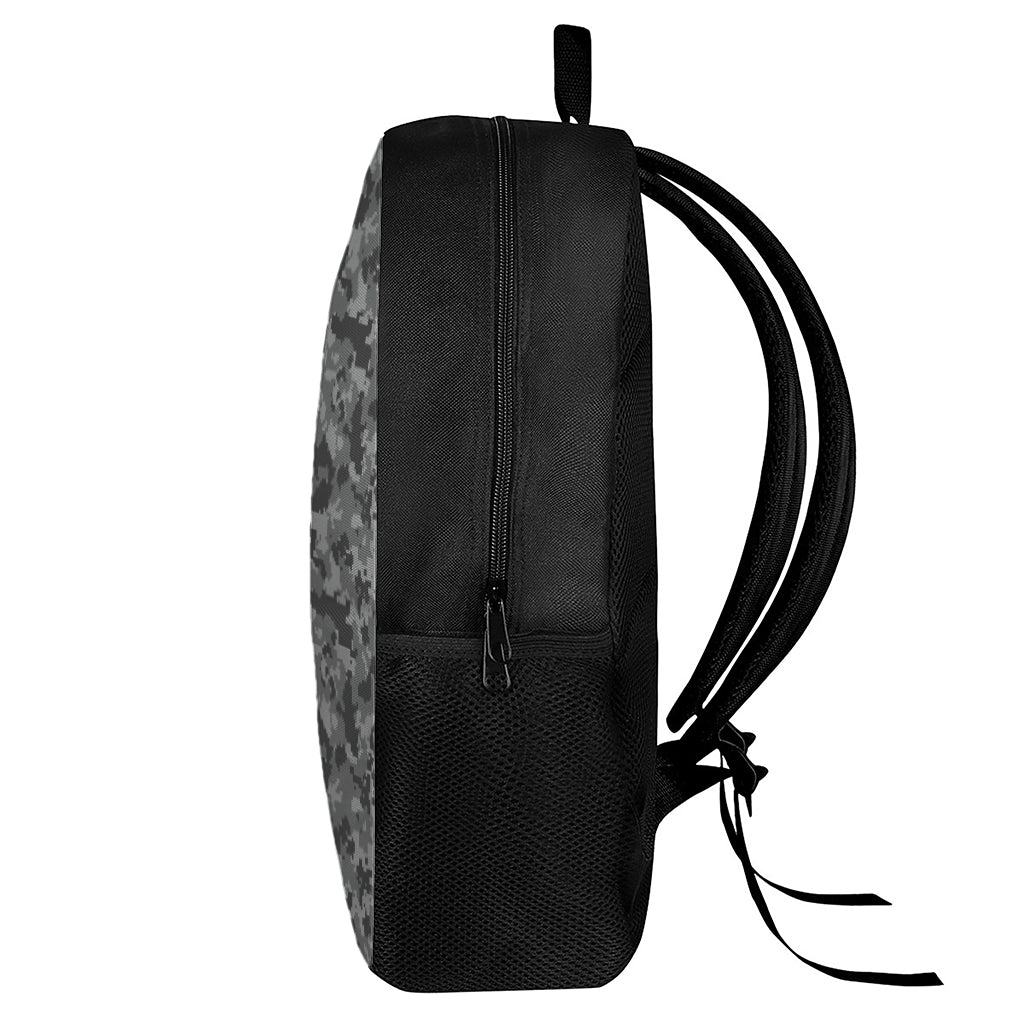 Grey Digital Camo Pattern Print 17 Inch Backpack