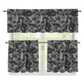 Grey Digital Camo Pattern Print 3 Piece Kitchen Curtains