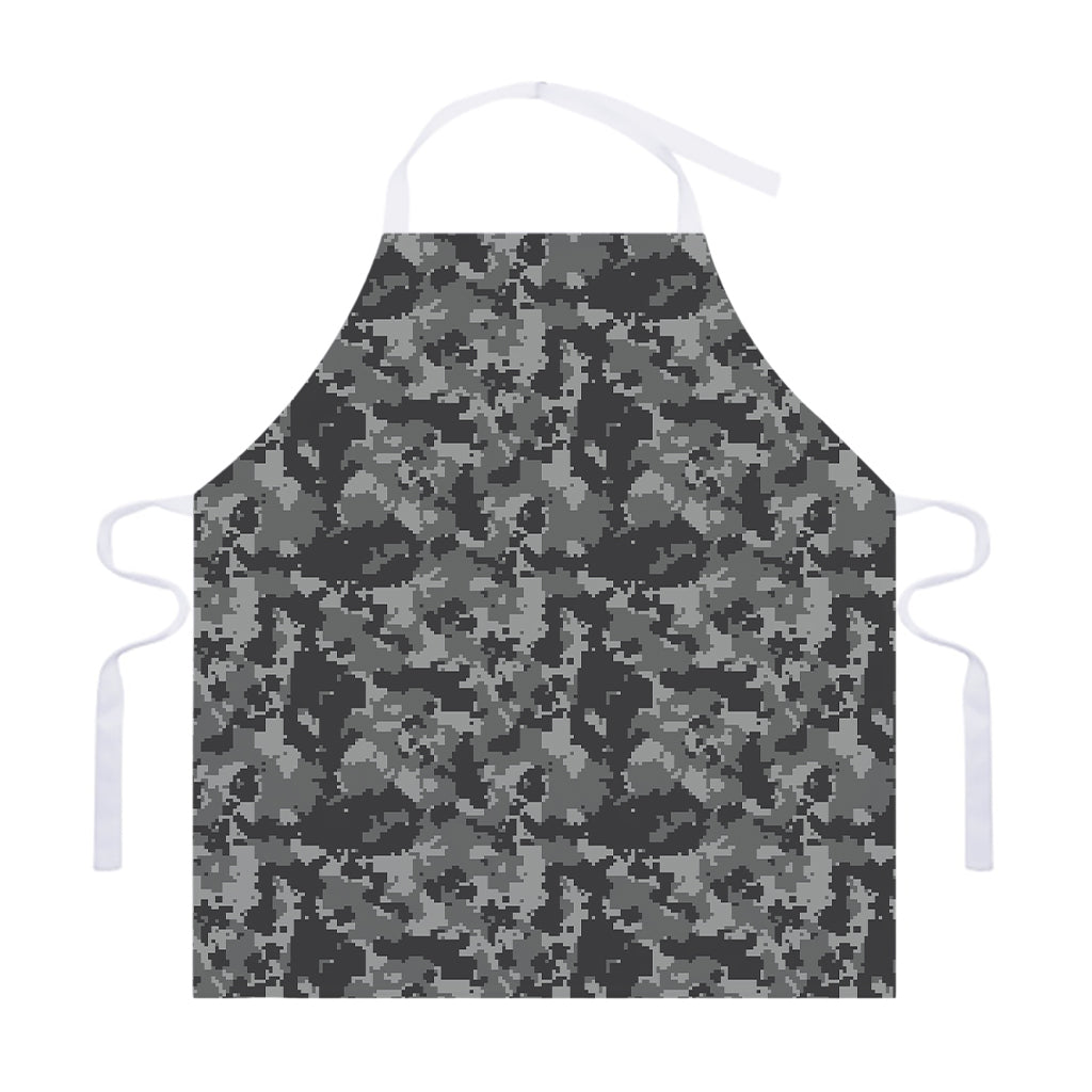 Grey Digital Camo Pattern Print Adjustable Apron