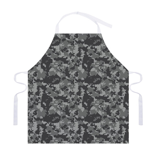 Grey Digital Camo Pattern Print Adjustable Apron