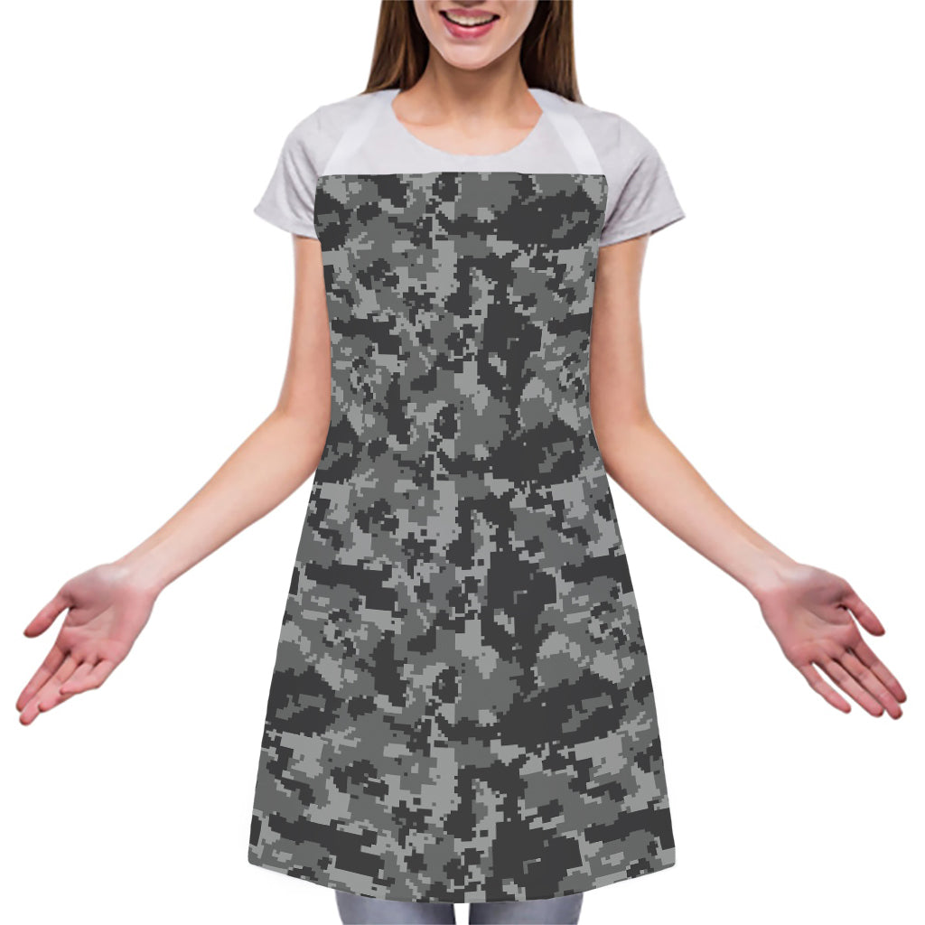 Grey Digital Camo Pattern Print Adjustable Apron
