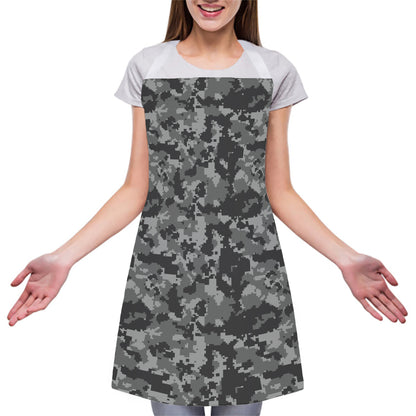 Grey Digital Camo Pattern Print Adjustable Apron