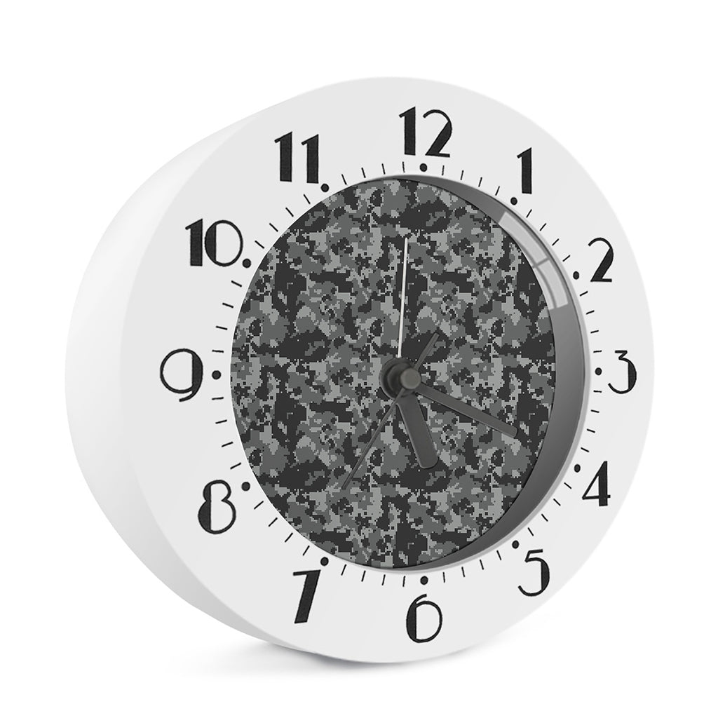Grey Digital Camo Pattern Print Alarm Clock
