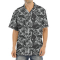 Grey Digital Camo Pattern Print Aloha Shirt