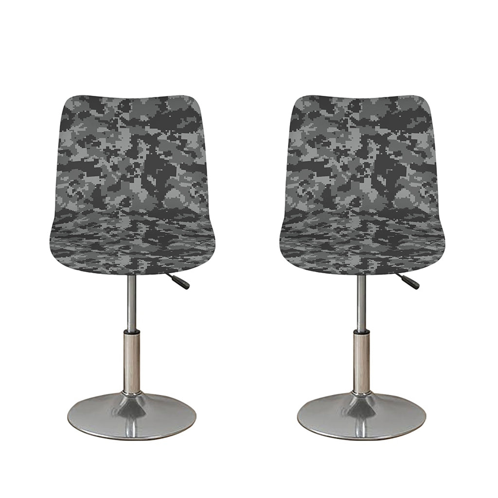 Grey Digital Camo Pattern Print Bar Stool Covers