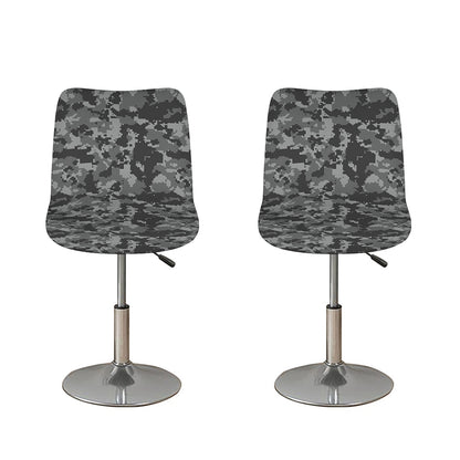 Grey Digital Camo Pattern Print Bar Stool Covers