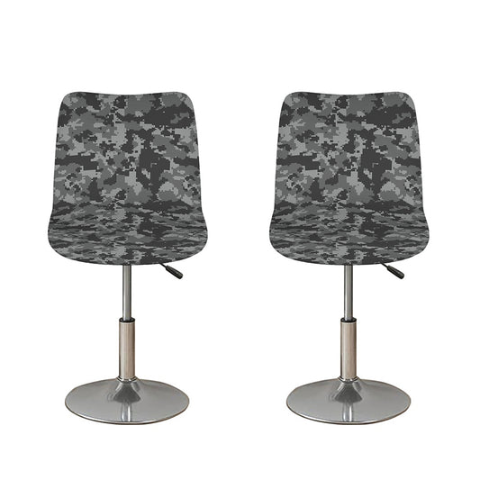 Grey Digital Camo Pattern Print Bar Stool Covers
