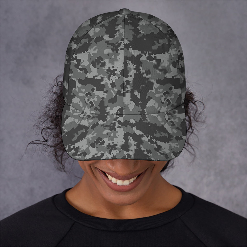 Grey Digital Camo Pattern Print Baseball Cap