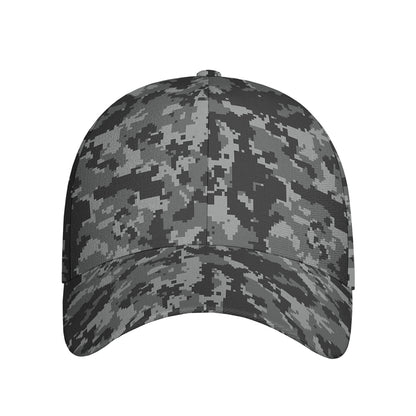 Grey Digital Camo Pattern Print Baseball Cap