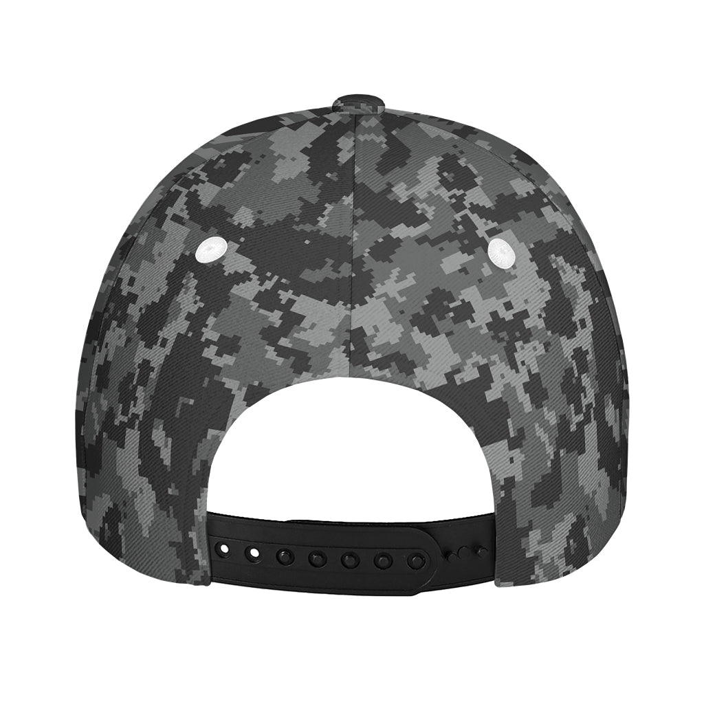 Grey Digital Camo Pattern Print Baseball Cap