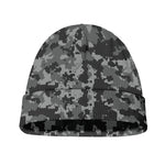 Grey Digital Camo Pattern Print Beanie