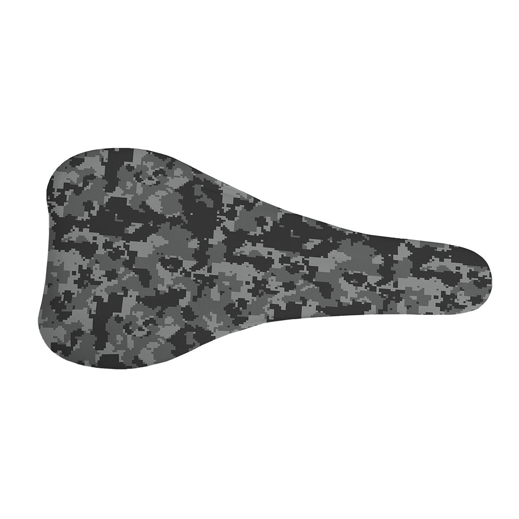 Grey Digital Camo Pattern Print Bicycle Seat Cover